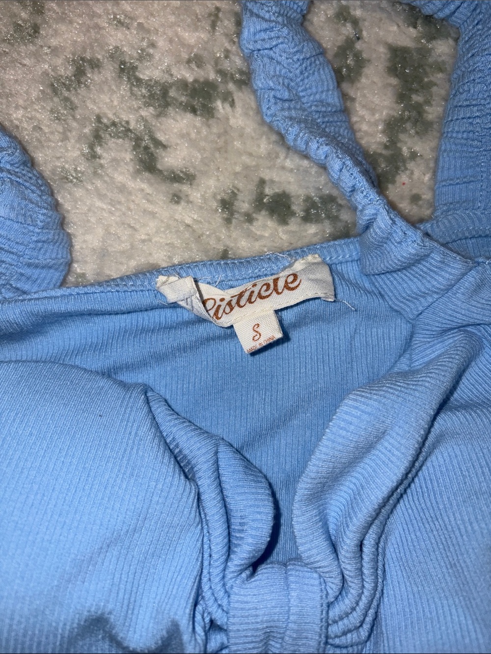 Listicle Light Blue Ribbed Crop Top - Picture 2 of 3